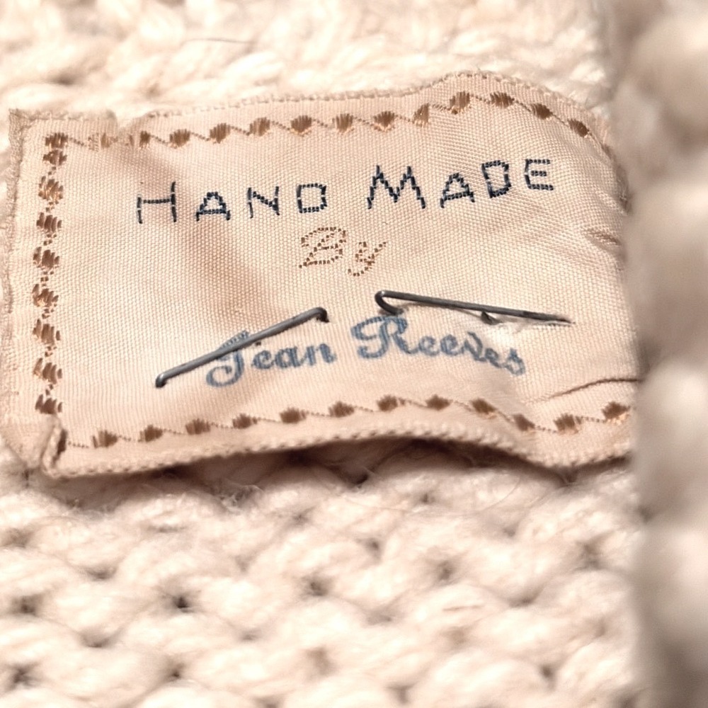 Vintage Cowichan Cardigan Sweater 50s 60s Music Notes Dancing Couple Cream Red L - Picture 10 of 13
